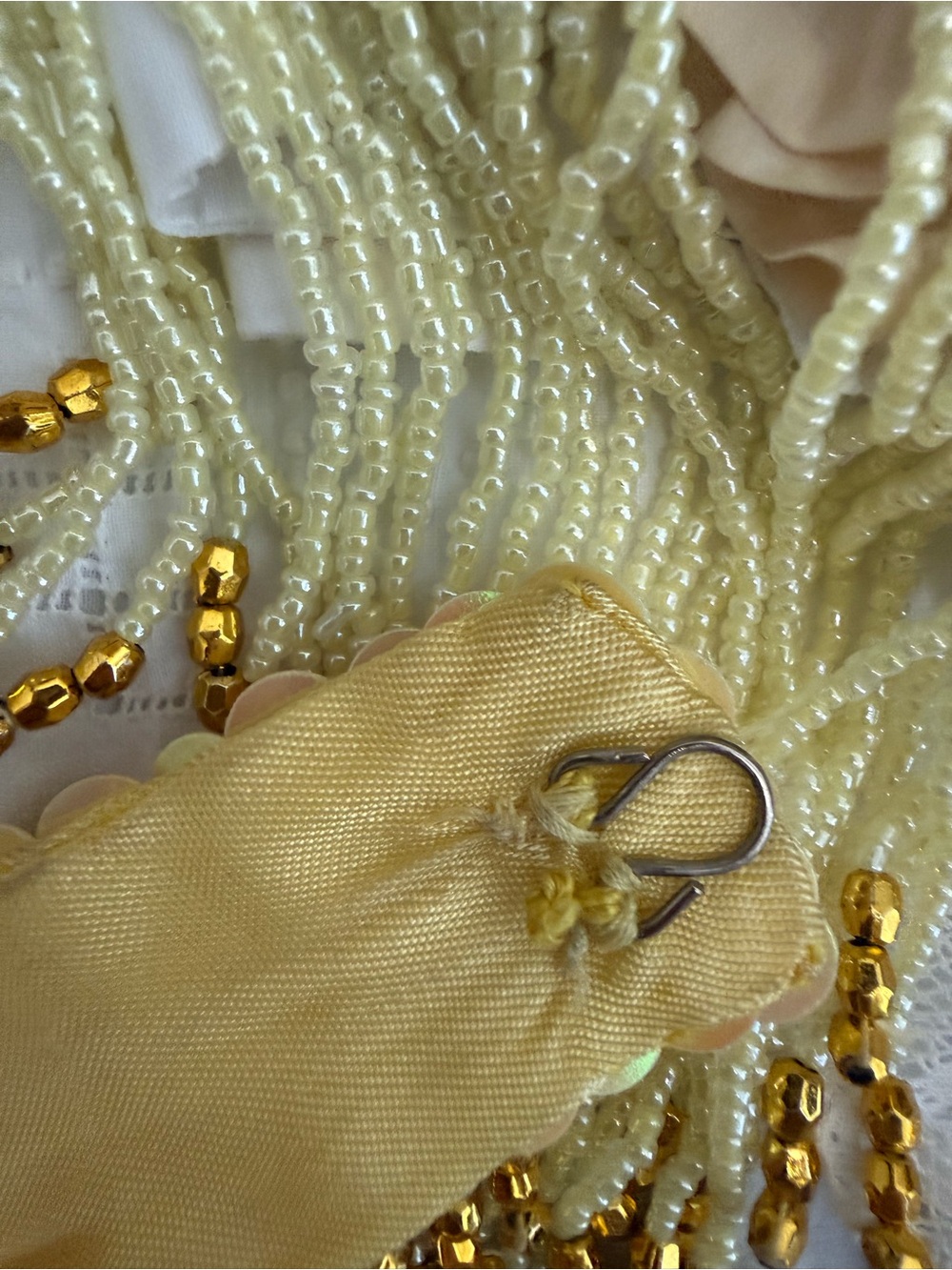 Vintage Beaded Fringe Showgirl Belly Dance Bra Belt Set Gold Sequin Costume - Picture 5 of 11